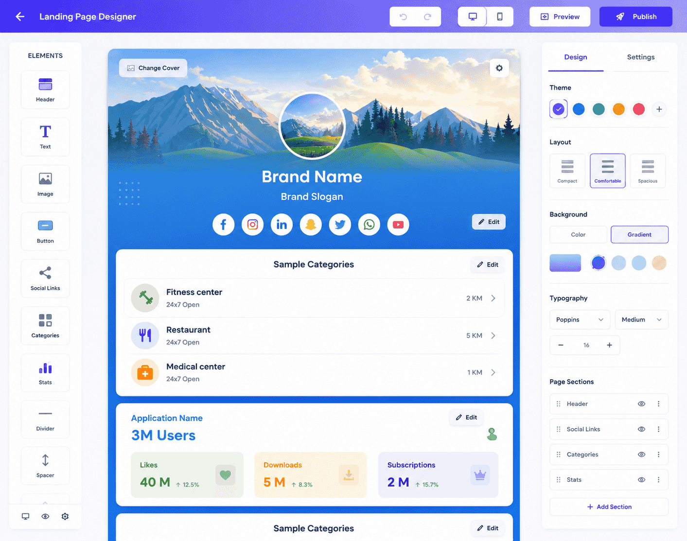 Landing page builder